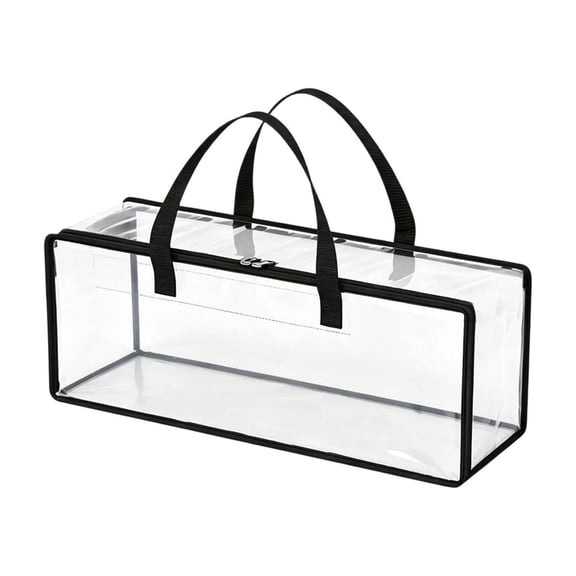 Tdxkok Clear PVC DVD Storage Bag Two Way Zipper CD Disc Organizer Case with Handles Portable Media Storage Bag 20.47*6.30IN D