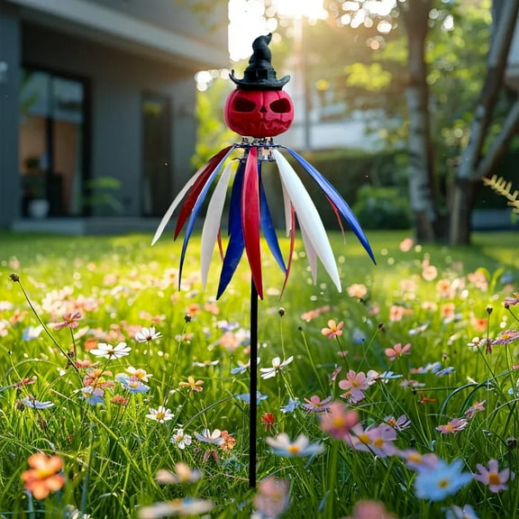 Tdxkok Educational Toys,Colorful Rotating Metal Pumpkin Windmill,Outdoor Garden Patio Decoration,Durable Iron Pumpkin Spinner,Vibrant Fall and Halloween Yard Decor