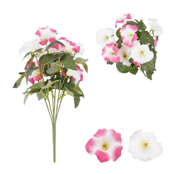 Tdxkok Fake Plants Artificial Flowers - Water Grass Violet Silk Printed Blooms with Eucalyptus Morning Glory for Photo Props & Indoor Outdoor Garden Farmhouse Decor