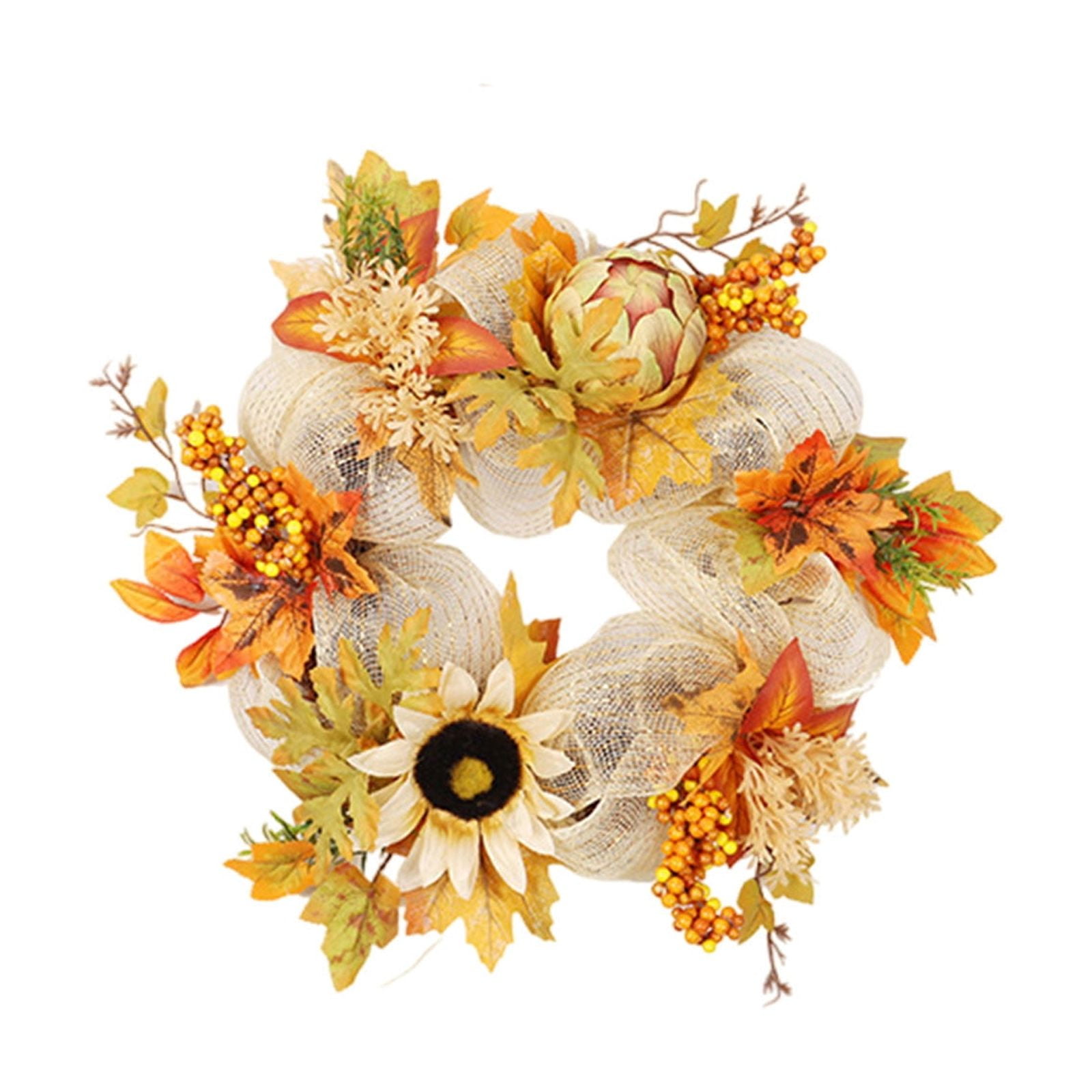 Tdxkok Fall Sunflower Decorative Wreath Vine with Artificial Flowers ...