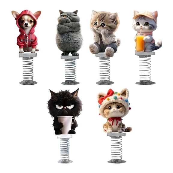 Tdxkok Funny Dancing Spring Animal Bobblehead for Car & Home 2D Flat Acrylic Shaking Cat Figure Desk Ornament Sways with Vehicle Movement Lightweight Cute Auto Accessory & Lovely Gift