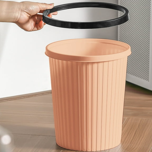 Tdxkok JeashCHAT Household Lidless Pressure Ring Trash Can, Durable Plastic Paper Waste Basket, Space Saving Open Top Garbage Bin for Kitchen Bathroom Bedroom office