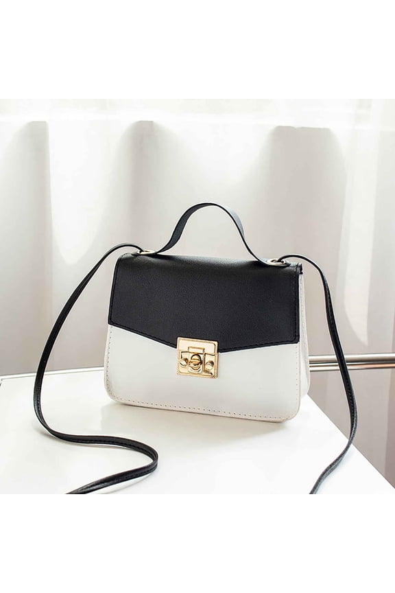 One Shoulder Crossbody Bag Leather Multi-Compartment Handbag Women Fashion Contrasting Color Small Square Shoulder Bag Casual Daily Bag