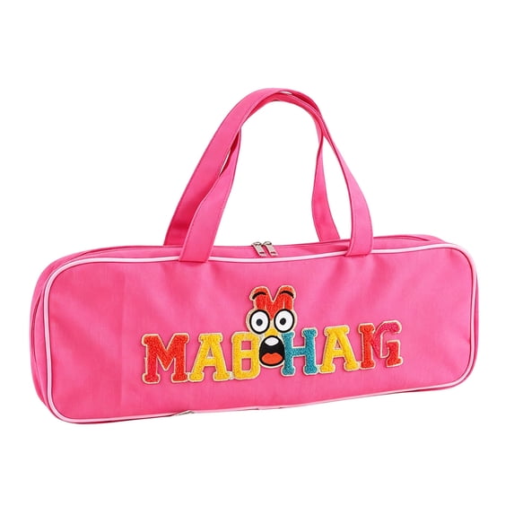 Tdxkok Portable Mahjong Tile Storage Bag Zipper Carrying Case Cute Letter Design for Travel Party Game Storage B