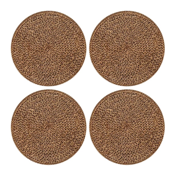 Tdxkok Round Linen Placemats Set of 4 Printed Washable Heat Resistant Table Mats for Dining Table Kitchen Farmhouse Home Decor D
