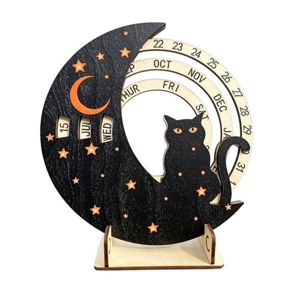 Tdxkok Round Rotating Wooden Perpetual Calendar,Cross Border Wall Calendar,Wooden Decorative Ornament Hanging Desk Decor,Reusable Rotate Date Tracker Home Wall Art Craft