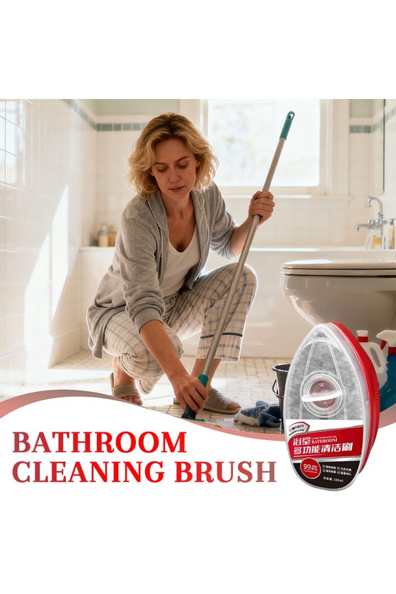 SDJMA 100ml Bathroom Cleaning Brush Set Ceramic Tile Descaling Scrub Brush Washbasin Shower Sink Bathtub Scrubber with Cleaning Agent