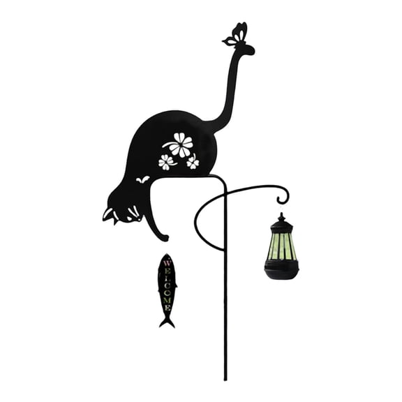 Tdxkok Solar Garden Stake Decorative Fish Sign Metal Yard Art Outdoor LED Light Walkway Patio Garden Pathway Decorative Ambient Lighting Ornament