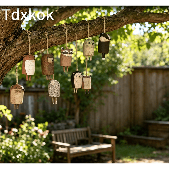 Tdxkok Soothing Nature Wind Chime – Adorable Resin Animal Pendant, Gentle Tinkling Melody for Relaxation, Weather-Safe Outdoor Hanging Decor