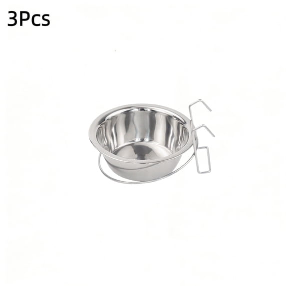 Tdxkok Stainless Steel Hanging Pet Bowls Set 3 Pack for Dog Crate Cage Food and Water Feeder Non Spill Deep Bowl Design for Cats Dogs