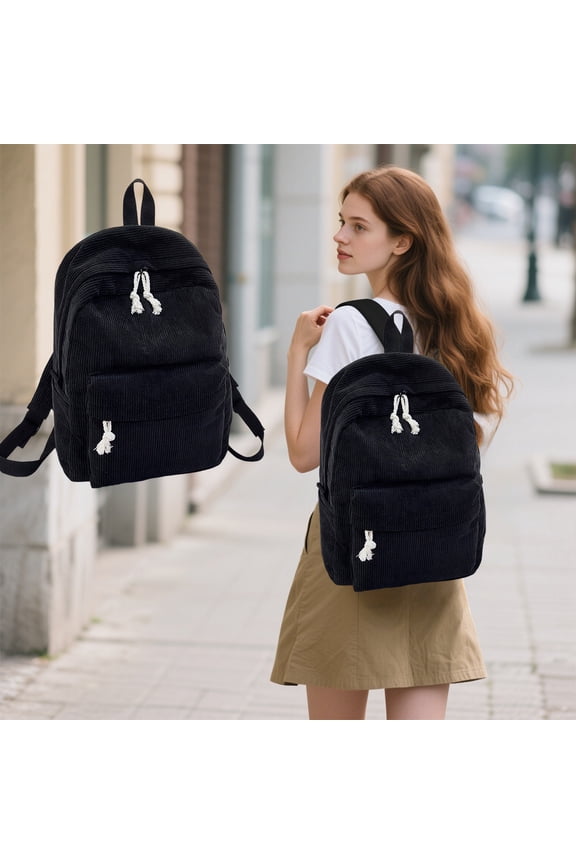 Velvet Backpack Women's School Bag Korean Style High School Student College Backpack Casual Fashion Shoulder Bag Personalized Campus Travel Backpack