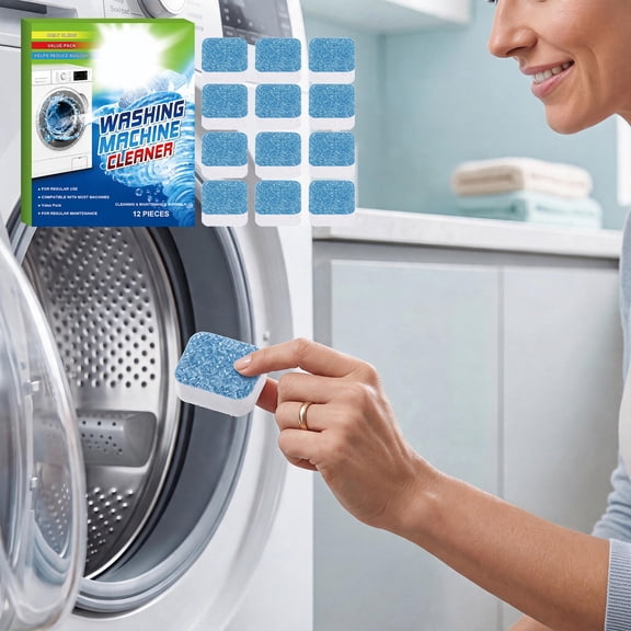 Tdxkok Washing Machine Cleaner Tablets Descaler Laundry Tub Cleaner Limescale Remover Drum Deep Clean Washer Maintenance Tabs 12 Pack