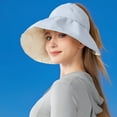 thumbnail image 1 of Tdxkok Women Foldable Empty Top Fisherman Sun Hat Large Brim UV Protection Cap Outdoor Headwear for Beach Hiking Travel Daily Summer Use Blue, 1 of 7