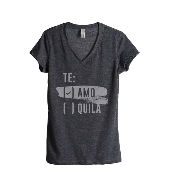 Te Amo Bachelorette Women's Fashion Relaxed V-Neck T-Shirt Tee Charcoal Grey Small
