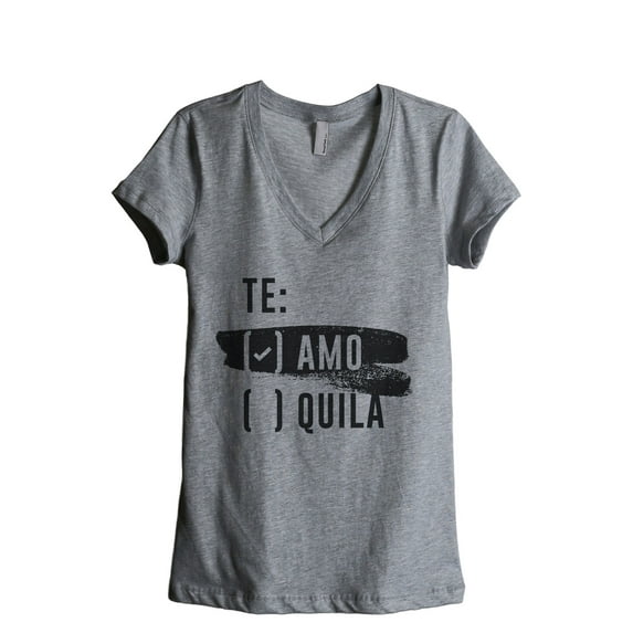 Te Amo Bachelorette Women's Fashion Relaxed V-Neck T-Shirt Tee Heather Grey Large