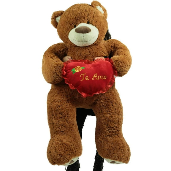 Te Amo Giant 5 Foot Brown Teddy Bear Soft I Love You Plush Holds Romantic Heart Pillow