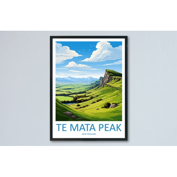 Te Mata Peak Scenic Mountain Landscape New Zealand Wall Decor Unframed Paper Print