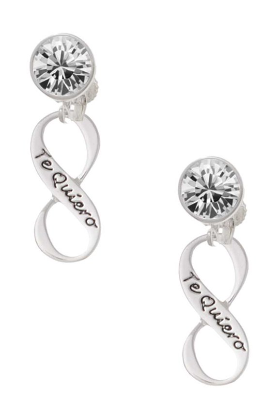 Te Quiero Infinity Sign Clear Crystal Clip On Earrings