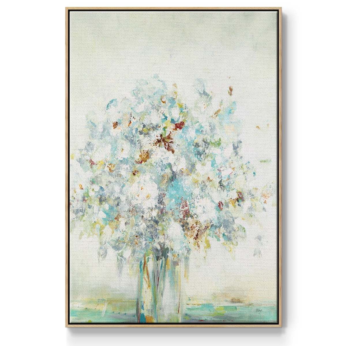 Te x tured Bouquet Framed Premium Gallery Wrapped Canvas - Ready to Hang - 25 x 37 - Natural Wood Floating Frame