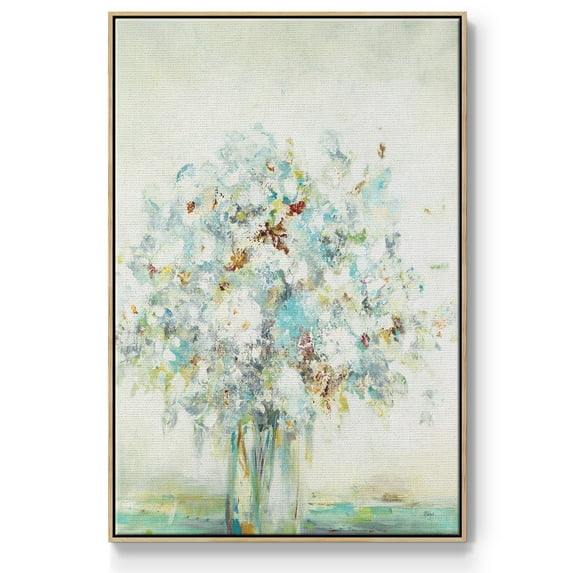Te x tured Bouquet Framed Premium Gallery Wrapped Canvas - Ready to Hang - 27 x 41 - Natural Wood Floating Frame