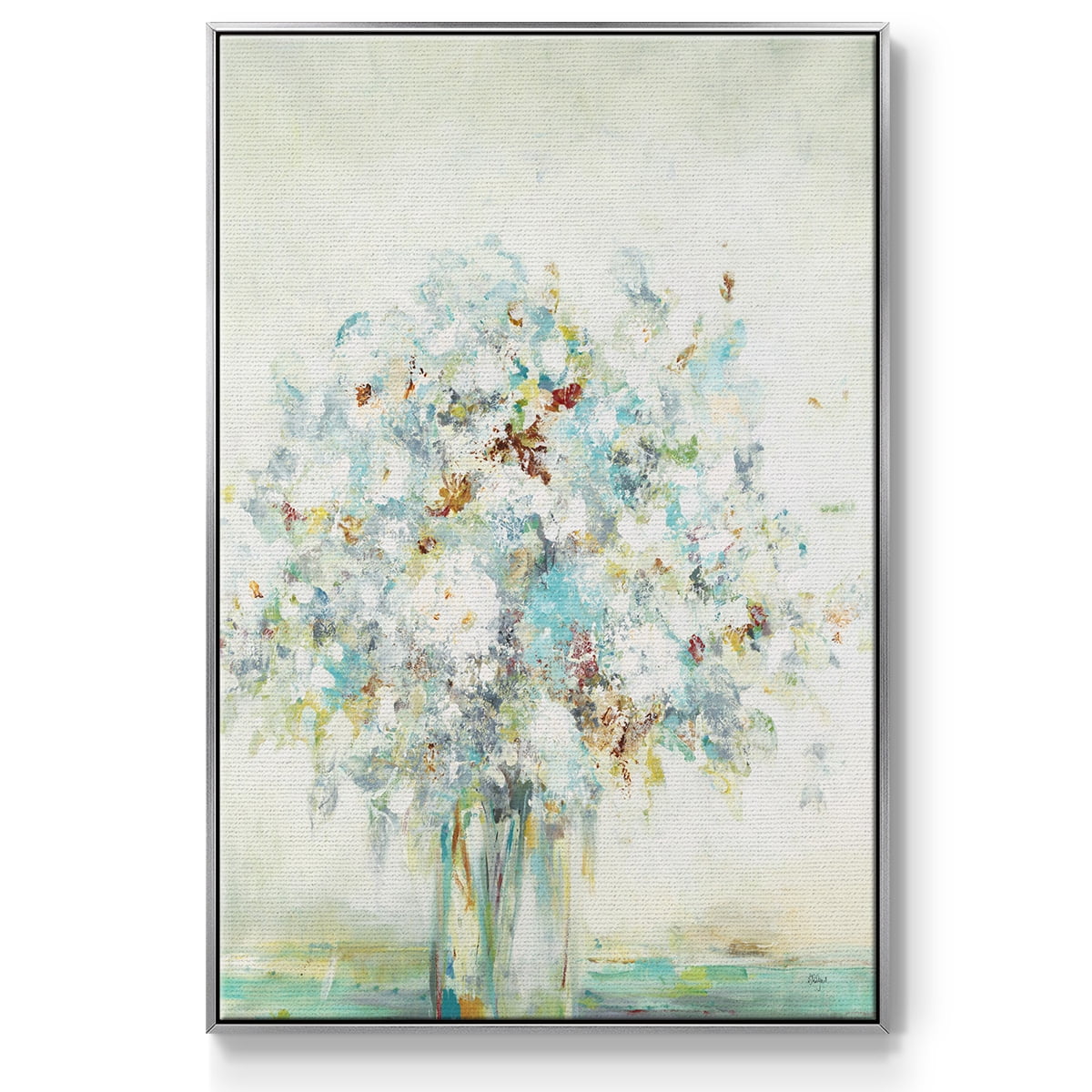 Te x tured Bouquet Framed Premium Gallery Wrapped Canvas - Ready to Hang - 27 x 41 - Silver Floating Frame