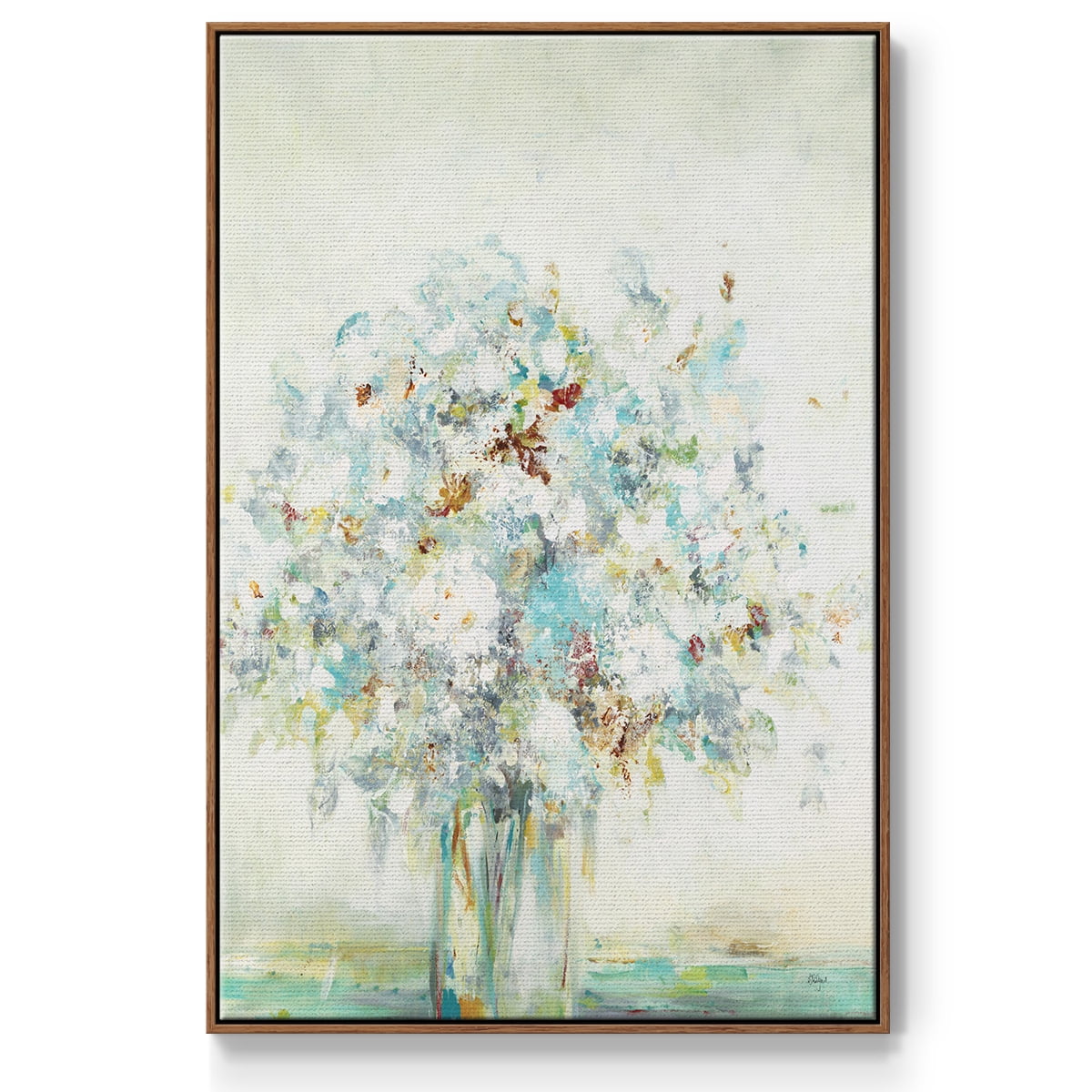 Te x tured Bouquet Framed Premium Gallery Wrapped Canvas - Ready to Hang - 27 x 41 - Walnut Floating Frame