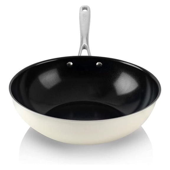 TeChef Collection | Ceramic Nonstick Flat Bottom Wok Stir Fry Pan, Nontoxic - Free of , , (Wok 12")