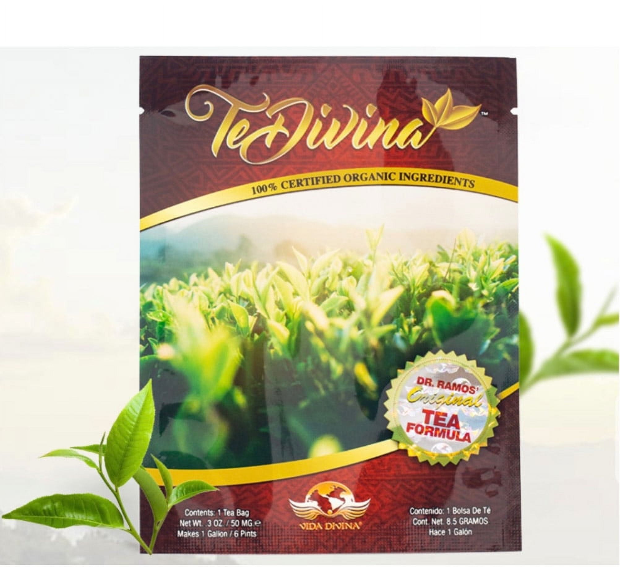 TeDivina Organic Detox Tea, 12 Herbal Blend, Body Cleanse, 0.3oz ...