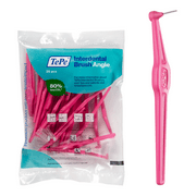 TePe Interdental Brush Angle, Angled Dental Brush for Teeth Cleaning, Pack of 25, 0.40 mm, Extra-Small/Small Gaps, Pink, Size 0