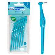 TePe Interdental Brush Angle, Angled Dental Brush for Teeth Cleaning, Pack of 6, 0.6 mm, Medium Gaps, Blue, Size 3