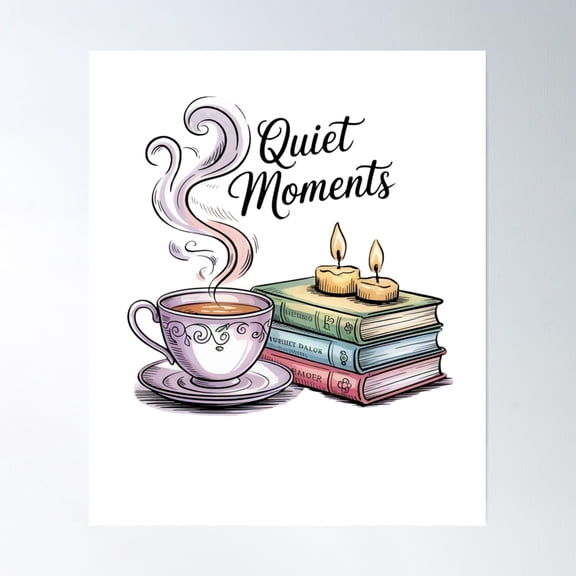 Tea And Books Poster Wall Art, Modern Wall Decor, 12x18 UNFRAMED