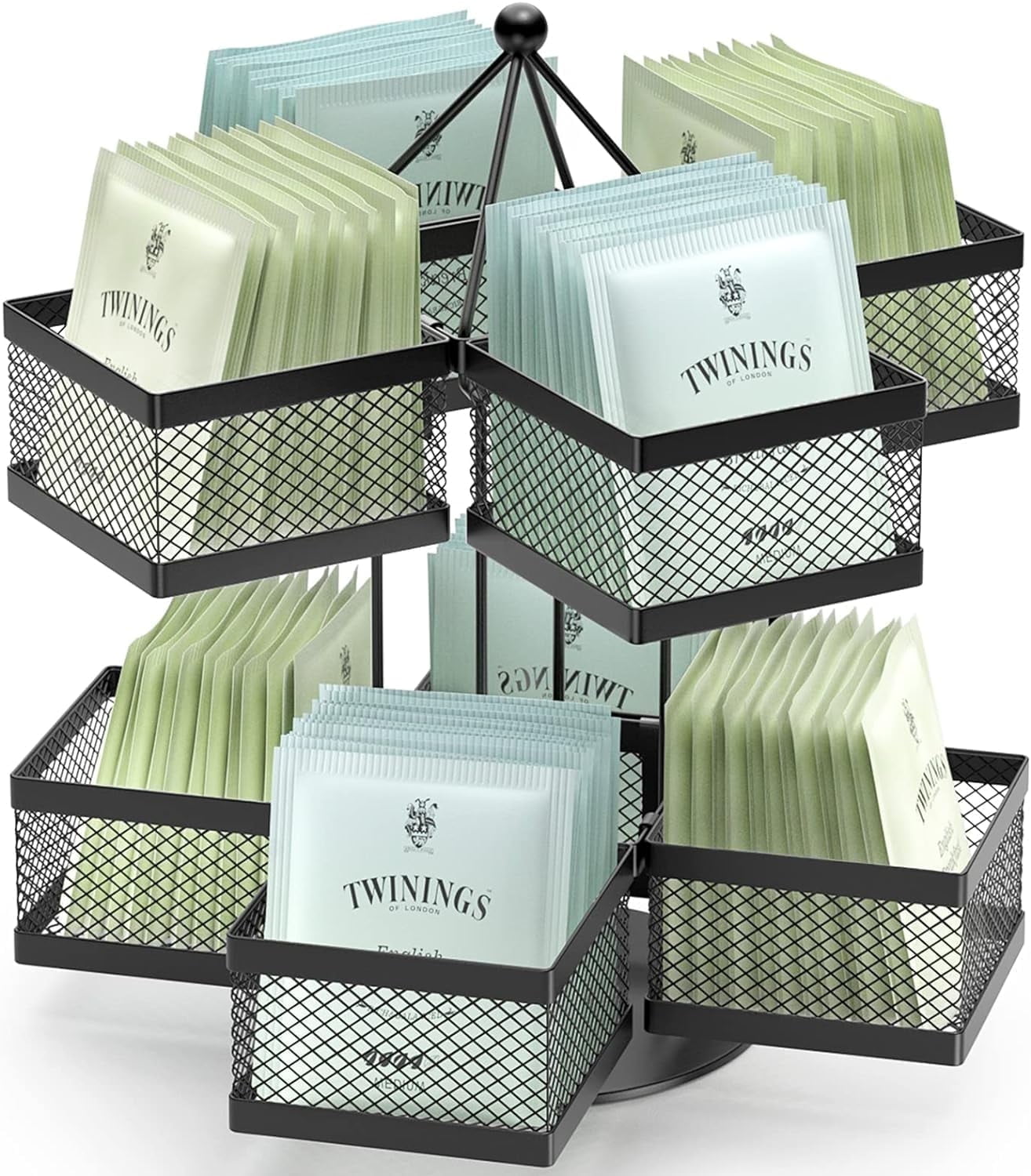Luff Tea Bag Organizer, Spinning Carousel, Holds 96 Teabags, Metal Coffee and Tea Caddy for Kitchen Counter and Pantry - Walmart.com
