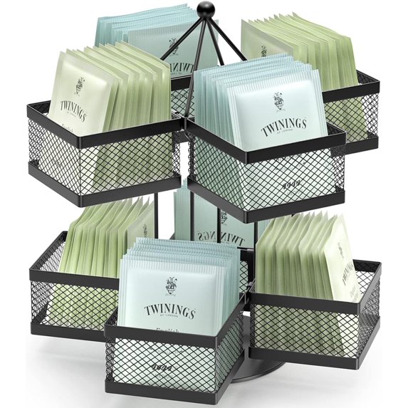 Luff Tea Bag Organizer, Spinning Carousel, Holds 96 Teabags, Metal Coffee and Tea Caddy for Kitchen Counter and Pantry - Walmart.com