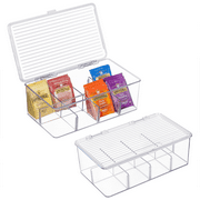 Tea Bag Organizer, Vtopmart Plastic Stackable Tea Storage Box, for Tea Bags, Coffee, Sugar Packets, Set of 2