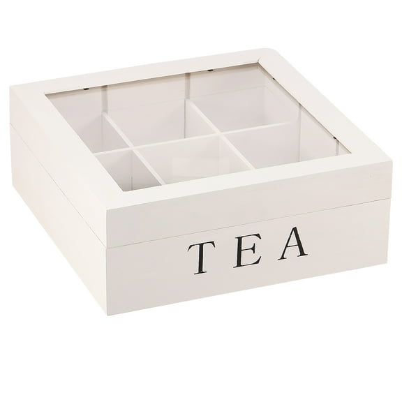 Tea Bag Organizer Wood Tea Bag Holder with Clear Lid 9 Compartments Tea Caddy Practical Tea Organizer Reusable Tea Bag Caddy Large Capacity Tea Bag Box for Home Office