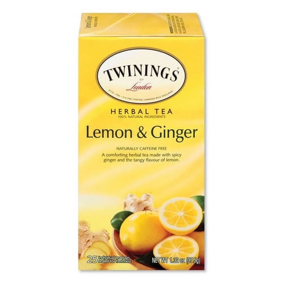 Tea Bags, Lemon And Ginger, 1.32 Oz Tea Bag, 25 Tea Bags/box | Bundle of 5 Boxes