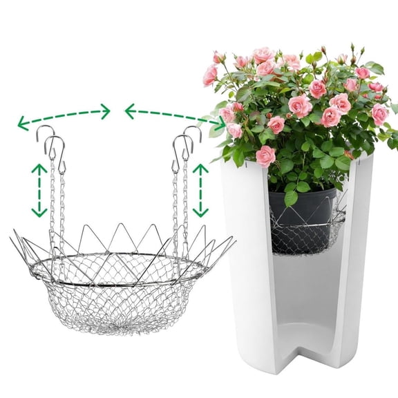 Heavy Duty Adjustable Planter Insert Riser with Adjustable Chains, Fits 12–18 Inch Indoor Outdoor Potted Plants