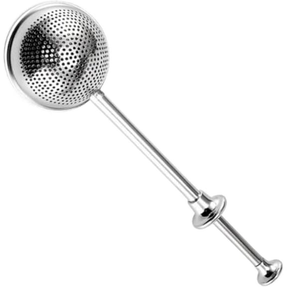 Tea Ball Infusers, Powdered Sugar Shaker Duster Flour Dispenser Shaker with Spring-operated Handle, Steel One-handed Operation Shaker Duster for Sugar Flour and Spices