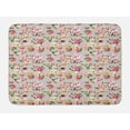 thumbnail image 1 of Tea Bath Mat, British Design Old Vintage Retro Image of Antique Tea Set Print, Non-Slip Plush Mat Bathroom Kitchen Laundry Room Decor, 29.5 X 17.5 Inches, Pale Pink Hot Pink and White, Ambesonne, 1 of 2