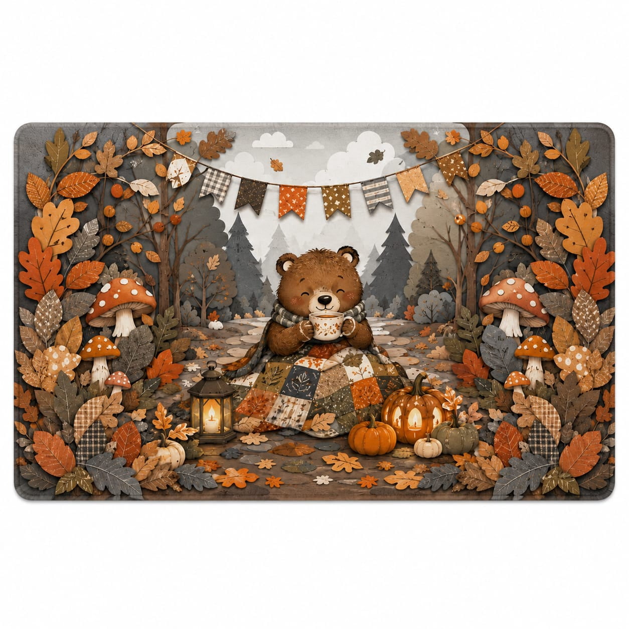 Tea Bear Foggy Forest Rectangle Rug for Dorm Room Halloween - Walmart.com