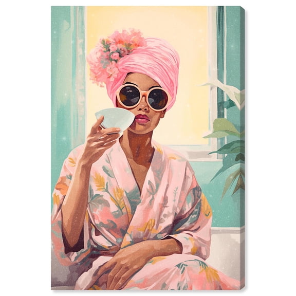 Tea Before Bath Canvas Trendy Bathroom Art by Notoriart, Gallery Wrapped, 16" x 24"
