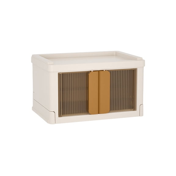 Tea Box Organizer Storage Box Plastic Divided Storage Container with Lid, Collapsible Stackable Bin for Coffee Pods Seasoning Packets, Stackable Storage Bins Open Front