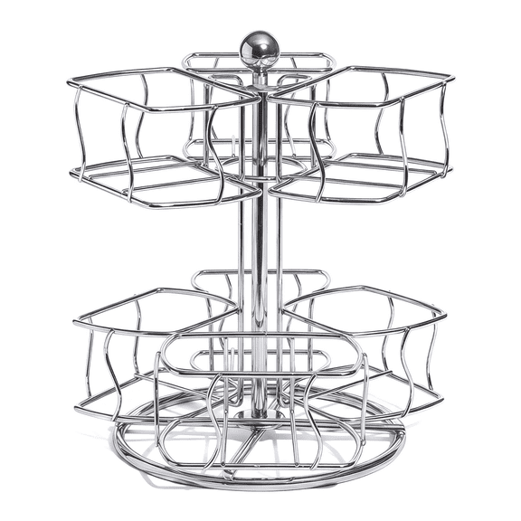 2 Tier Spinning Lazy Tea Bag Organizer for Countertop Pantry, Holds up to 60 Large Bags