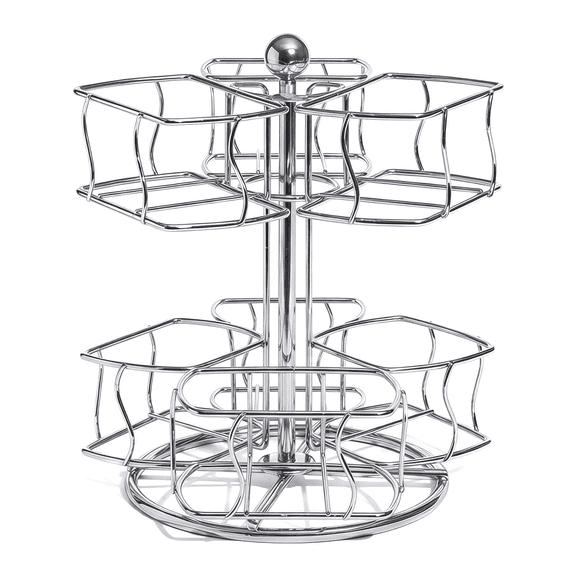 Tea Box Organizer Tea Bag Spinning Carousel - Tea Caddy Organizer for Countertop - Matcha Station Accessories - 2 Tier Revolving Storage for Pantry - Holds Up to 60 Large Tea Bags