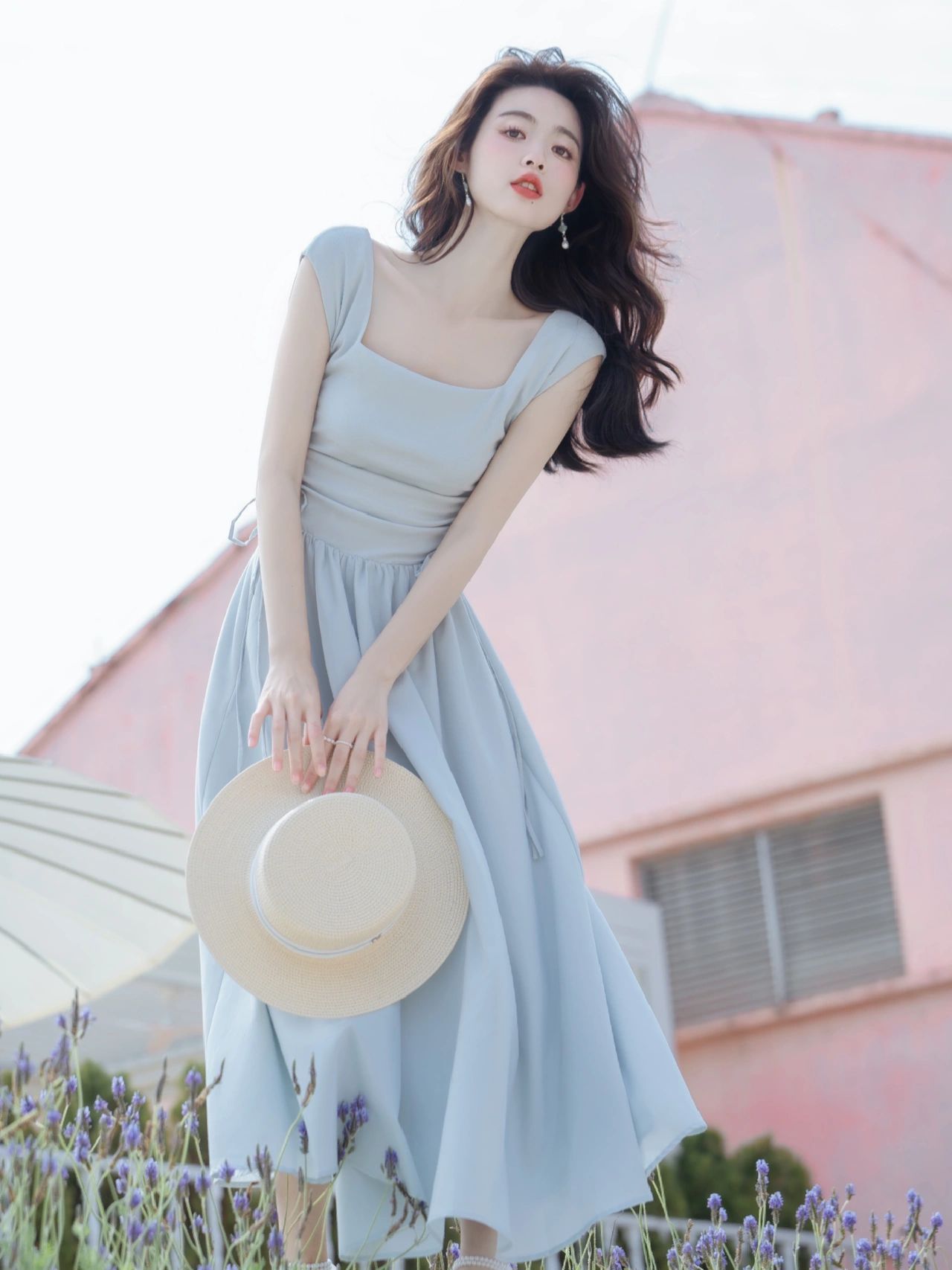 Tea Break French Blue Knitted Dress Niche Design 2024 Summer