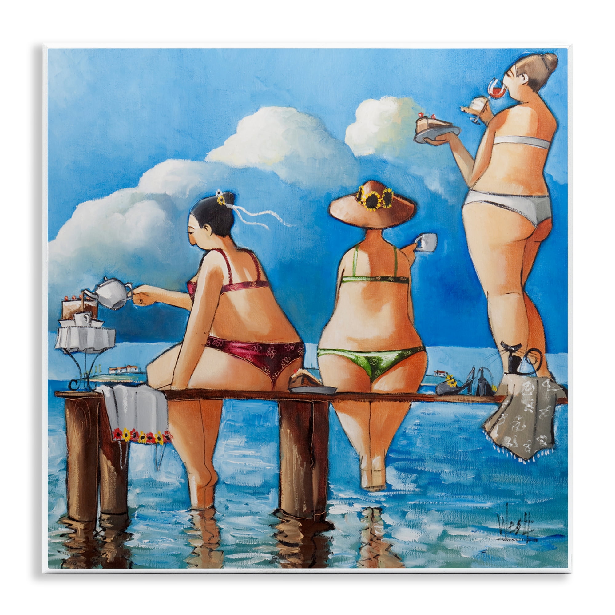 Tea Break On The Jetty Wall Plaque Art, design by Ronald West