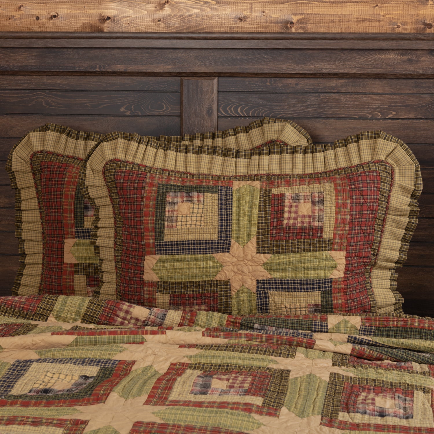 Tea Cabin Patchwork Cotton and Polyester Standard Sham
