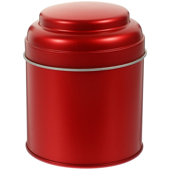 Decorative Tea Canister Metal Storage Jar with Airtight Lid, Red Tin Container for Loose Leaf Tea, Coffee, and Spices