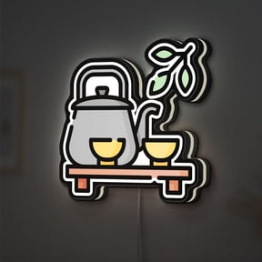 Tea Ceremony 3D Novelty Light Box, Zen-Inspired Decor for Tea Rooms and Mindful Living Corners (Width 8 inch, 20cm)