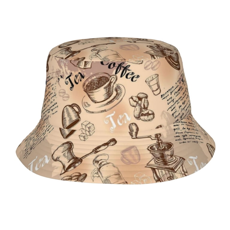 Tea Coffee Bucket Hat, Packable Fisherman Sun Cap, Foldable  display picture 1